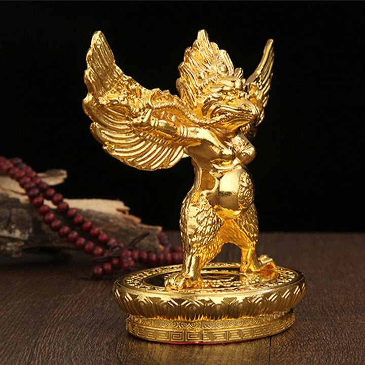 Decorazione per la casa in lega di protezione per uccelli Garuda in oro tibetano