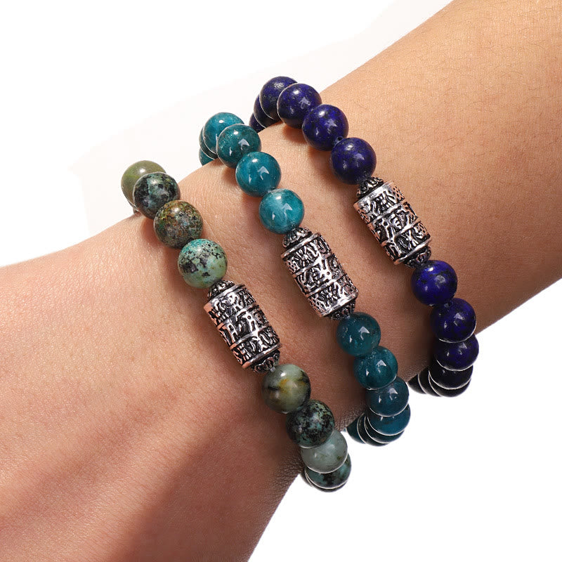 Buddha Stones Lazurite naturale Pietersite Unakite Om Mani Padme Hum Bead Braccialetto positivo