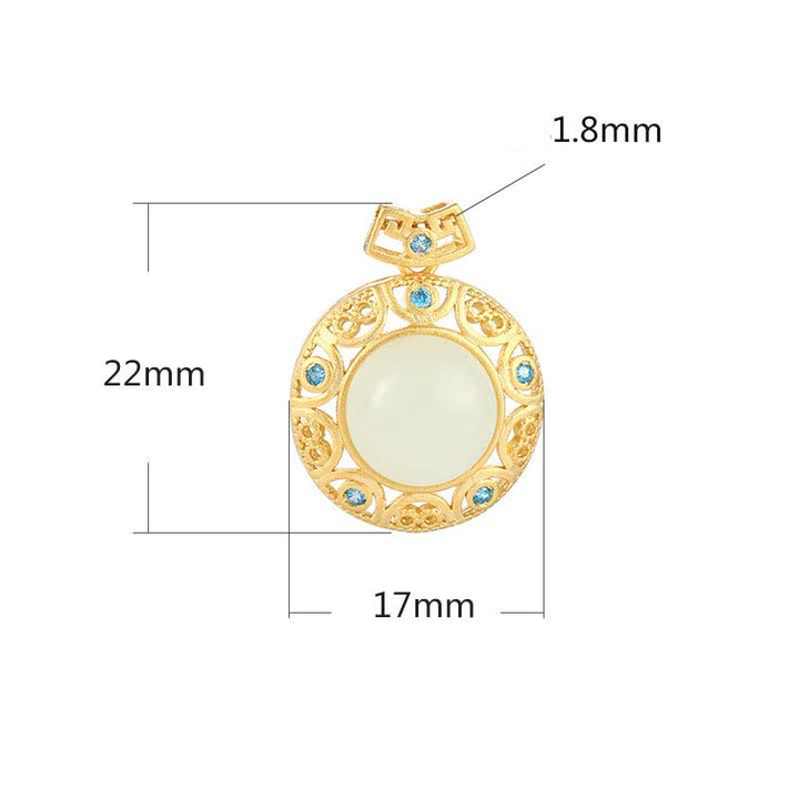 Collana con ciondolo in argento sterling 925, calcedonio verde, giada bianca Hetian Strength