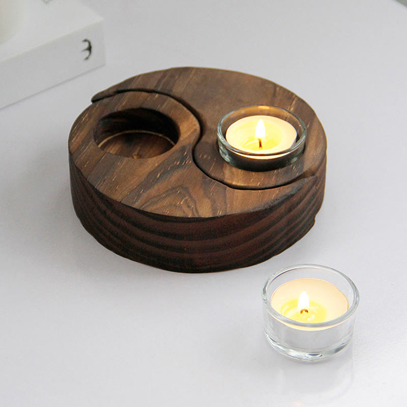 Buddha Stones Yin Yang Portacandele in legno Meditazione Rituali Usa oggetti