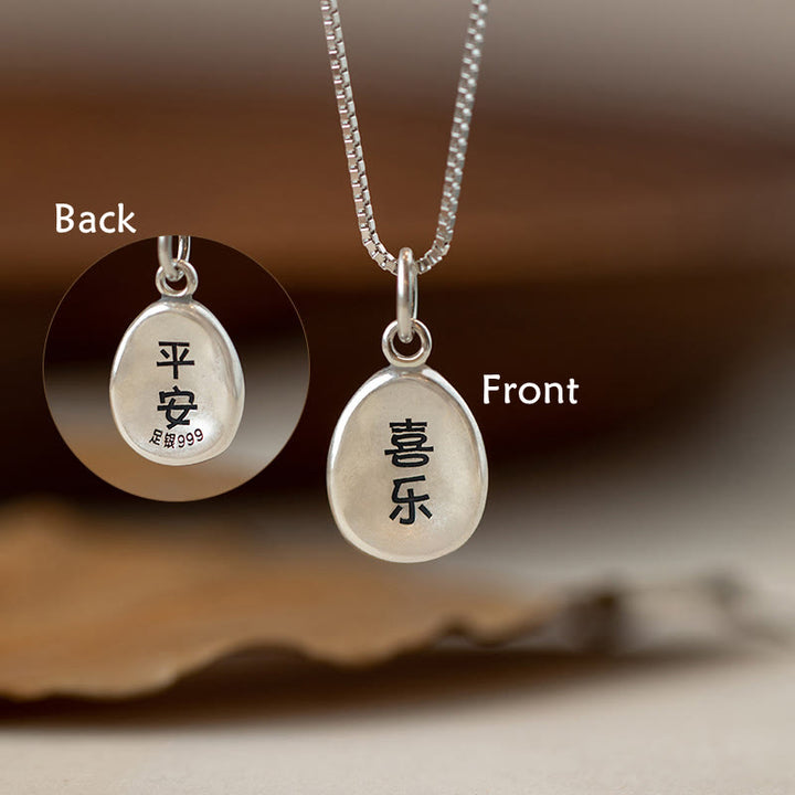 Buddha Stones 999 Sterling Silver Pace e Gioia Fu Carattere Fortuna Fortuna 925 Sterling Silver Catena Collana Pendente