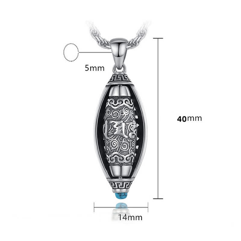 Collana di protezione con ciondolo girevole Buddha Stones Tibet Om Mani Padme Hum