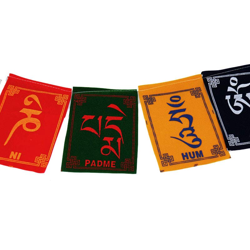 Bandiera decorativa per auto con la benedizione tibetana del cavallo a vento Om Mani Padme Hum, ideale per esterni, con preghiera e decorazione per auto. - image 11