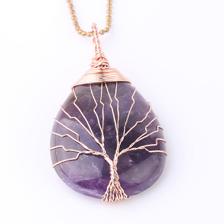 Buddha Stones Cristallo di quarzo naturale Albero della vita Collana con ciondolo energetico curativo