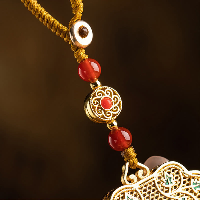 Portachiavi con ciondolo a forma di lucchetto con Buddha Stones, carattere Fu, fortuna e benedizione