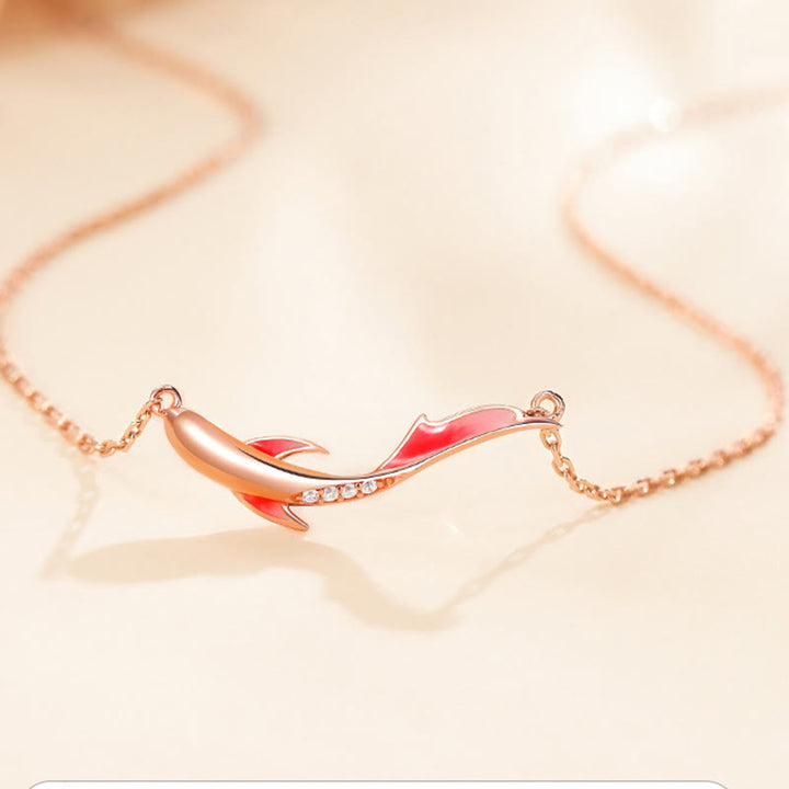 Collana con ciondolo a forma di pesce koi in argento sterling 925 Buddha Stones e zircone per la prosperità - image 3