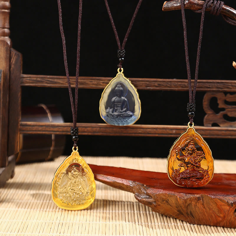Collana con ciondolo di cristallo Liuli Buddha tibetano e serenità - image 1