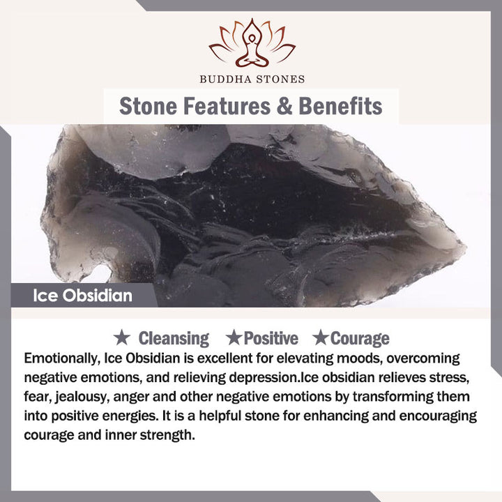 Buddha Stones Ossidiana naturale di ghiaccio Modello dente di lupo Collana pendente coraggio