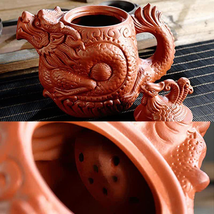 Teiera in ceramica vintage Dragon Phoenix