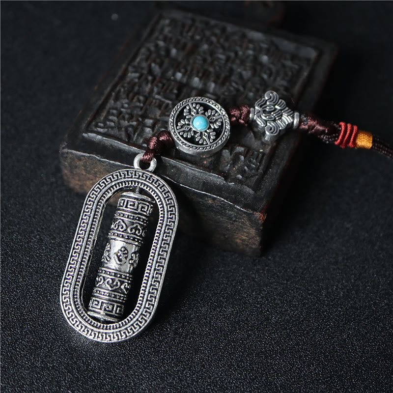 Buddha Stones Tibet Om Mani Padme Hum Ruota di preghiera Pace Girevole Decorazione da appendere all'auto