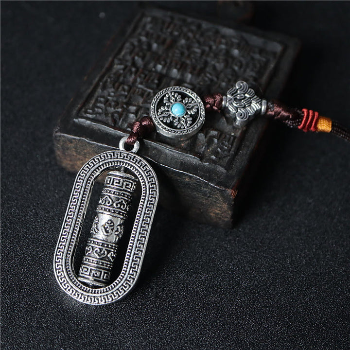 Buddha Stones Tibet Om Mani Padme Hum Ruota di preghiera Pace Girevole Decorazione da appendere all'auto