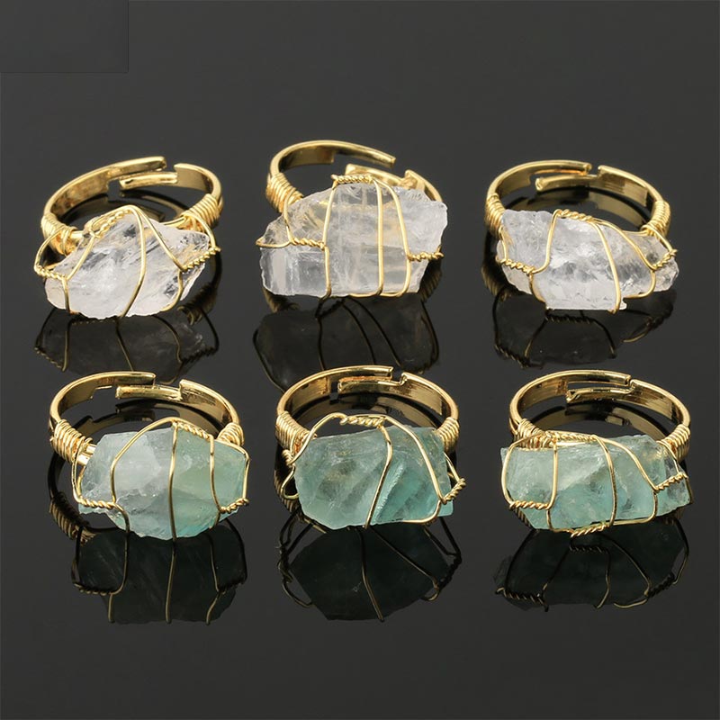 Anello regolabile con pietra preziosa naturale in cristallo di ametista Buddha Stones