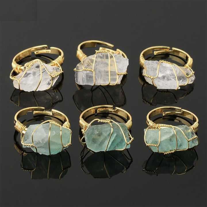 Anello regolabile con pietra preziosa naturale in cristallo di ametista Buddha Stones