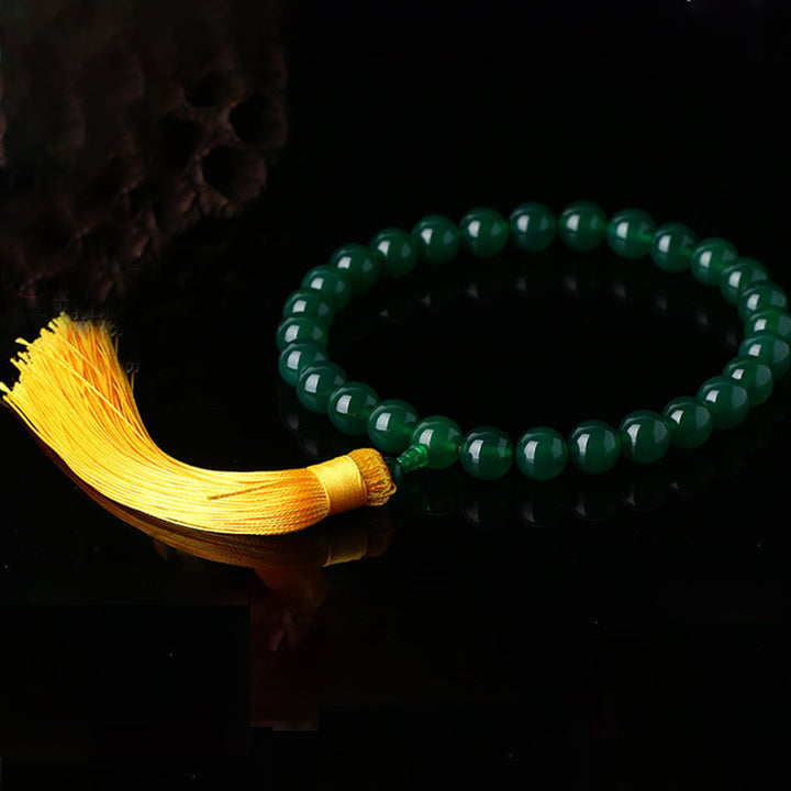 Buddha Stones Agata verde naturale Mala da polso Nappe di potenza Mala tascabile Decorazione per auto