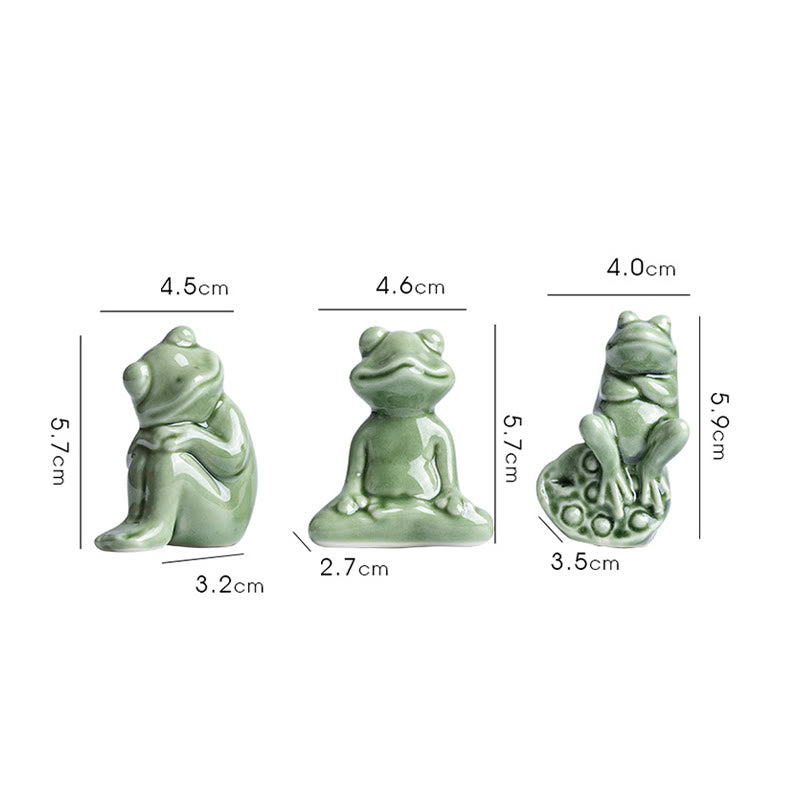 Buddha Stones Mini Piccolo Meditazione Loto Riposo Rana Ceramica Ricchezza Fortuna Casa Tè Animale Domestico Figurina Decorazione