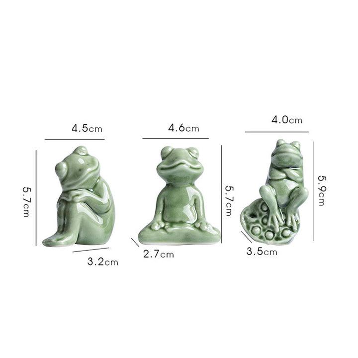 Buddha Stones Mini Piccolo Meditazione Loto Riposo Rana Ceramica Ricchezza Fortuna Casa Tè Animale Domestico Figurina Decorazione