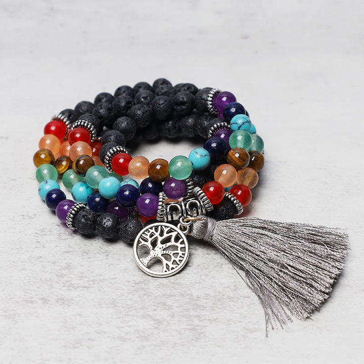 Buddha Stones, cristalli curativi, Mala, perline da preghiera, 108 bracciali multistrato per meditazione e guarigione