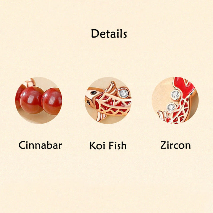 Bracciale a catena a doppio strato con zirconi e cinabro, in argento sterling 925, con pesce koi portafortuna, Buddha Stones - image 6