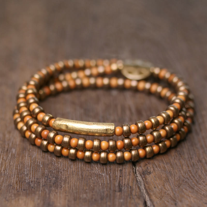 Bracciale Buddha Stones Retro Olive Pit Rame Ricchezza