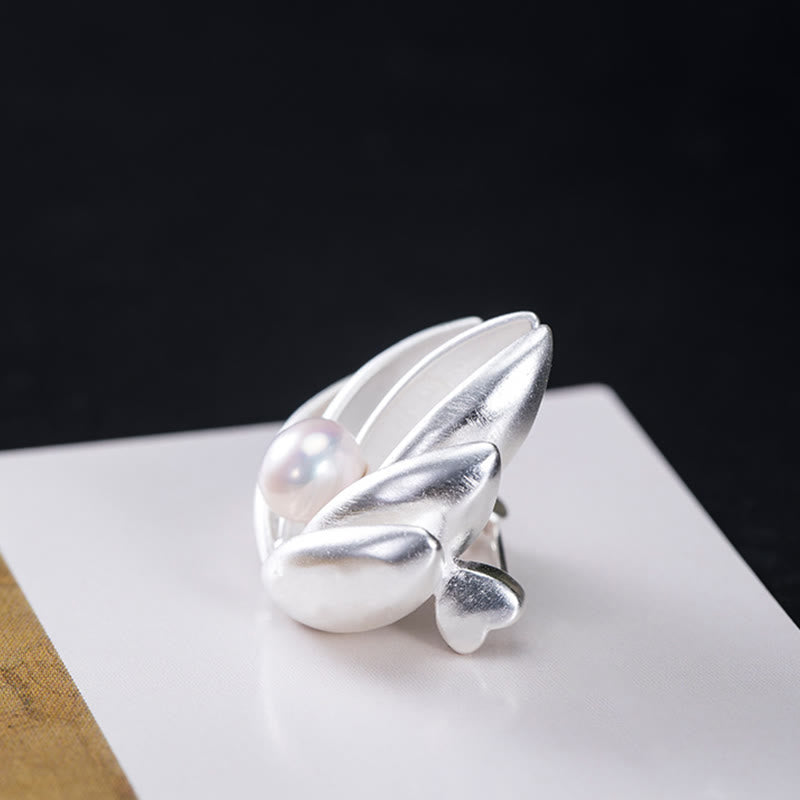 Spilla Buddha Stones 925 Sterling Silver Lotus Flower Pearl New Beginning - image 5