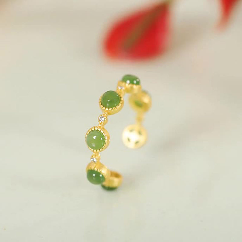 Anello regolabile Buddha Stones Cyan Jade Healing Calm - image 1