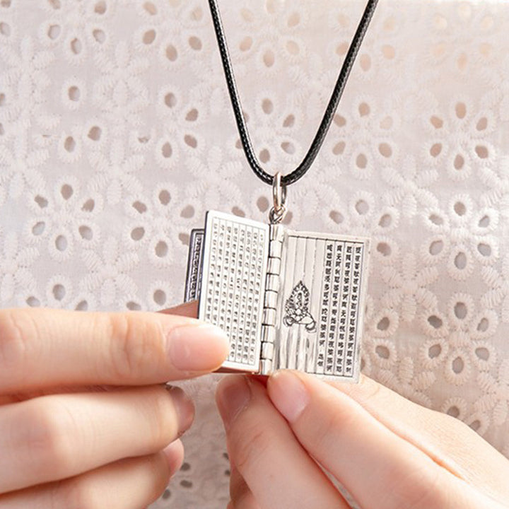 Buddha Stones 990 Argento Sterling Cuore Sutra Grande Compassione Shurangama Mantra Loto Vajra Collana Pendente Pace - image 6