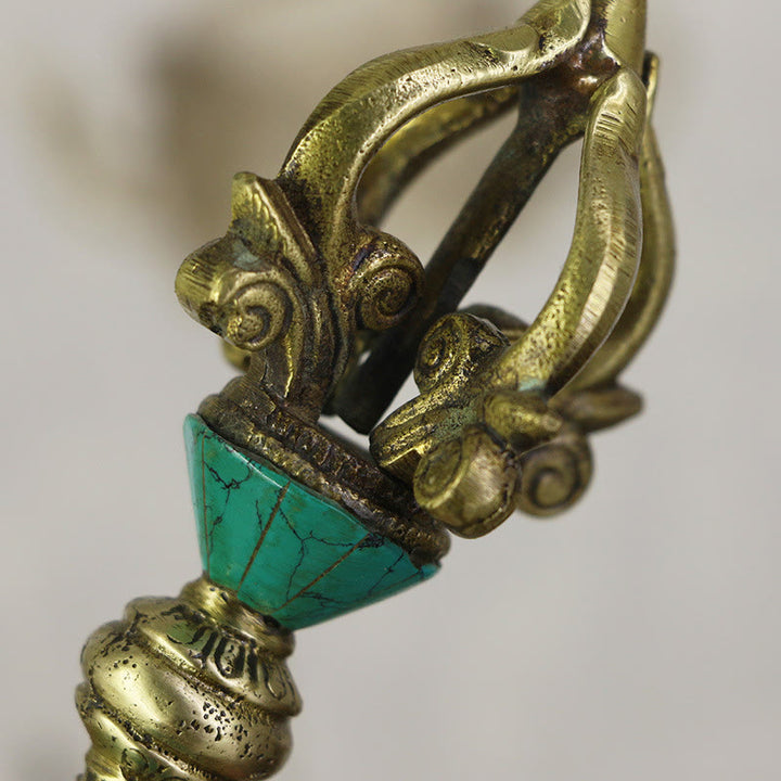 Buddha Stones Tibetano a cinque punte Vajra Dorje Artigianale Nepal Potere spirituale Decorazione in rame - image 5