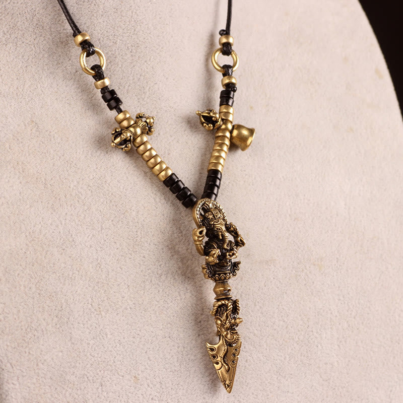 Collana con ciondolo del potere spirituale del Dio elefante della ricchezza Dorje Vajra, Ganesh tibetano Ganpati - Dorje/Vajra e Ganesh - image 1