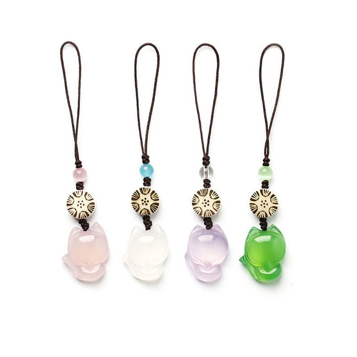 Decorazione da appendere al telefono in calcedonio naturale Fox Harmony