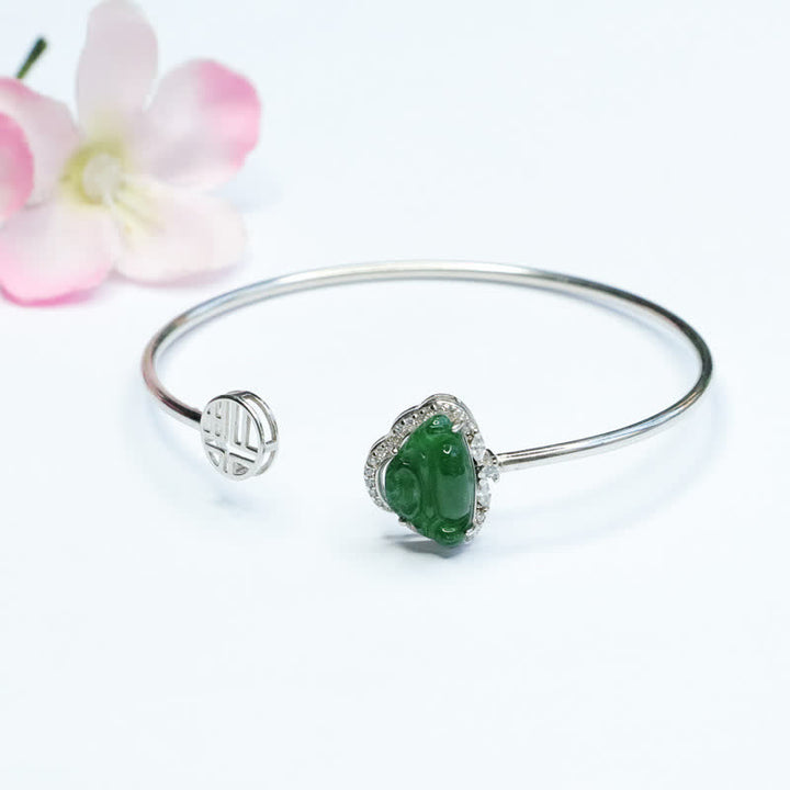 Braccialetto portafortuna Buddha Stones in argento sterling 925 con Buddha che ride e giada