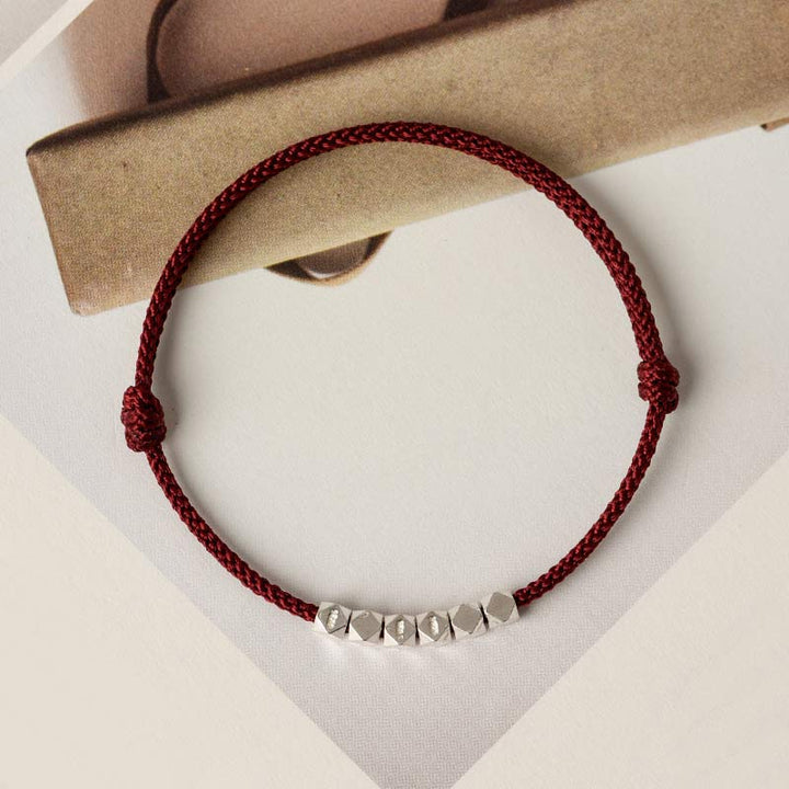 Braccialetto alla caviglia con treccia in corda rossa in argento sterling 925 Buddha Stones