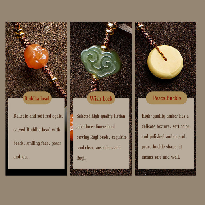 Buddha Stones 108 Mala Beads Ciano Giada Agata Rossa Braccialetto della Fortuna del Buddha che Ride