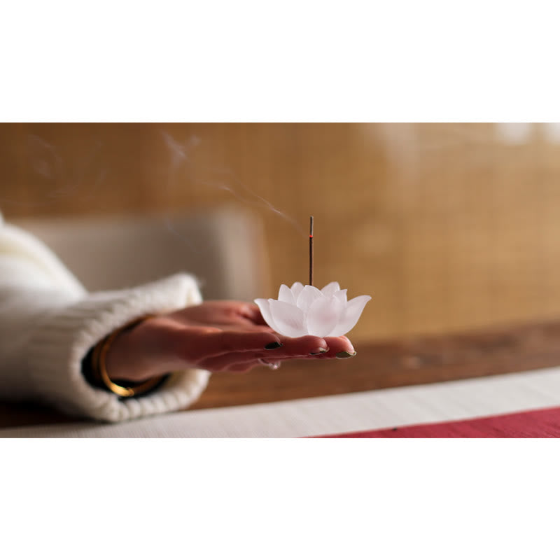 Buddha Stones Mini Lotus Liuli Cristallo Guarigione Meditazione Bastoncino Bruciatore di Incenso
