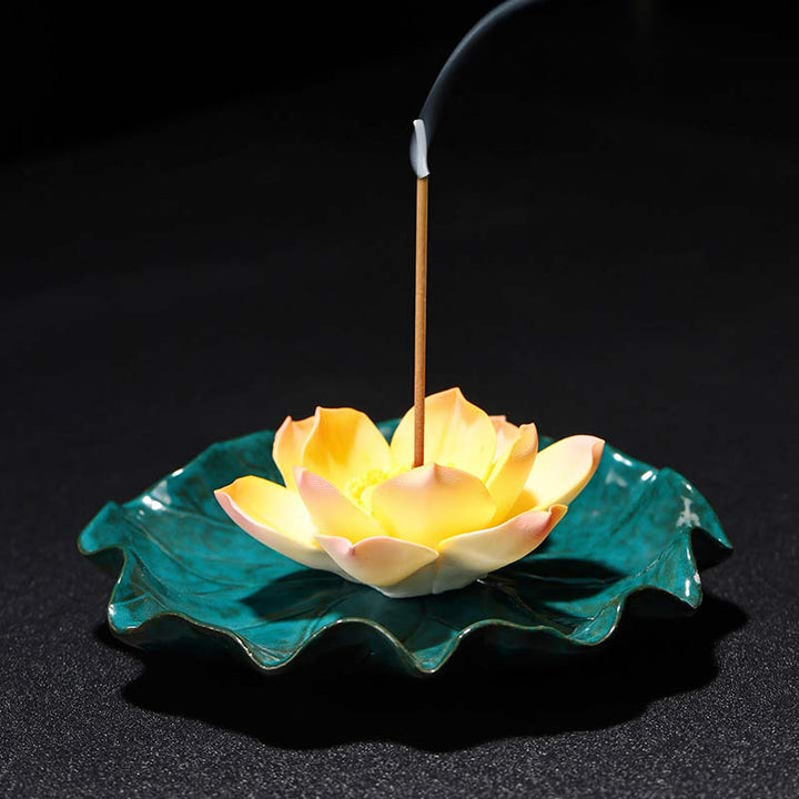 Buddha Stones, bruciatore di incenso tibetano con benedizione del loto, decorazione
