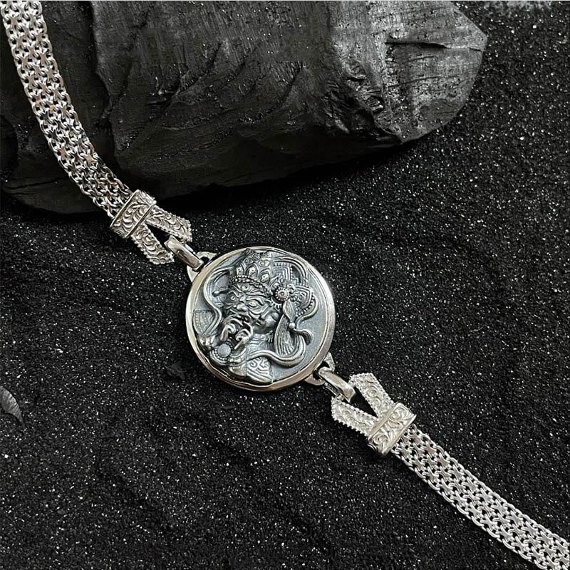 Braccialetto di protezione della benedizione della dea della ricchezza in argento sterling 925 tibetano Buddha Stones Zakiram
