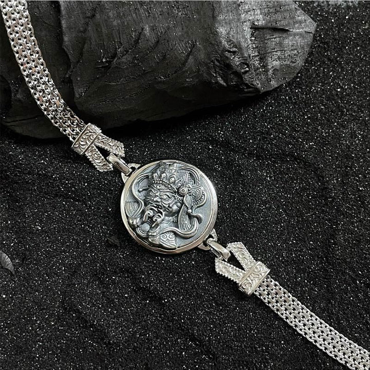 Braccialetto di protezione della benedizione della dea della ricchezza in argento sterling 925 tibetano Buddha Stones Zakiram
