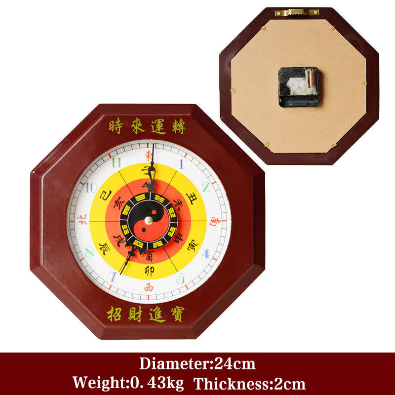 Orologio da parete con mappa energetica Feng Shui Bagua Map Balance - Mappa Bagua rossa e orologio da parete 24 cm - image 3