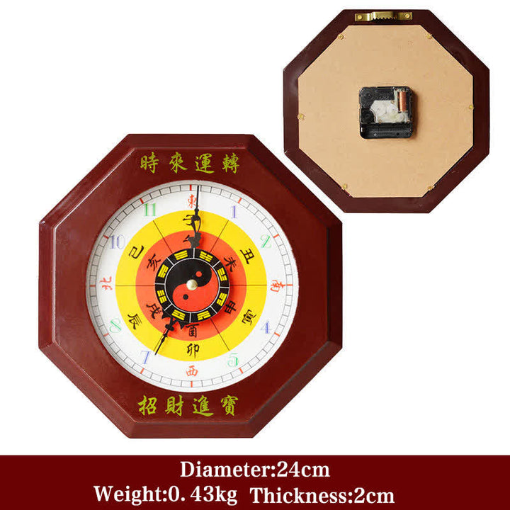 Orologio da parete con mappa energetica Feng Shui Bagua Map Balance - Mappa Bagua rossa e orologio da parete 24 cm - image 3