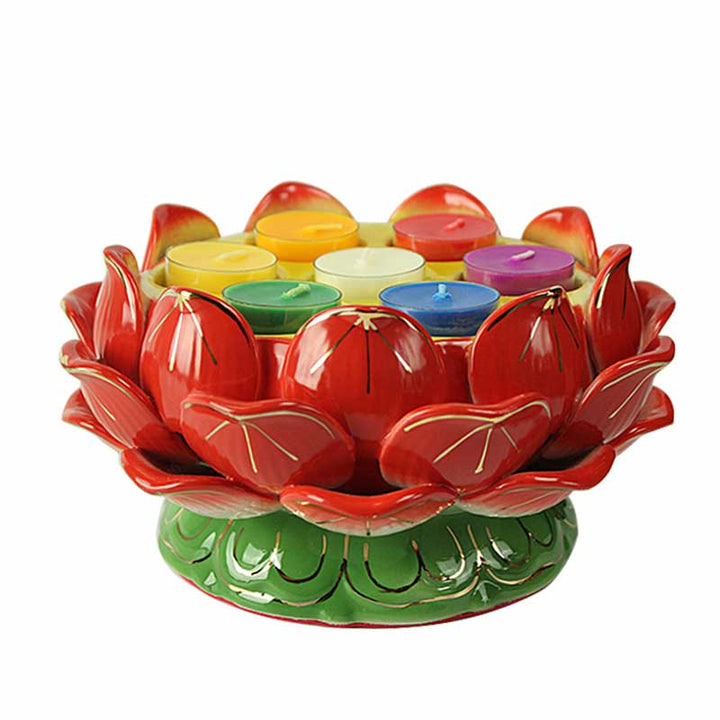 Buddha Stones Meditazione Preghiera Altare Fiore di Loto Portacandele Tempio Buddista Rituali Usa Articoli