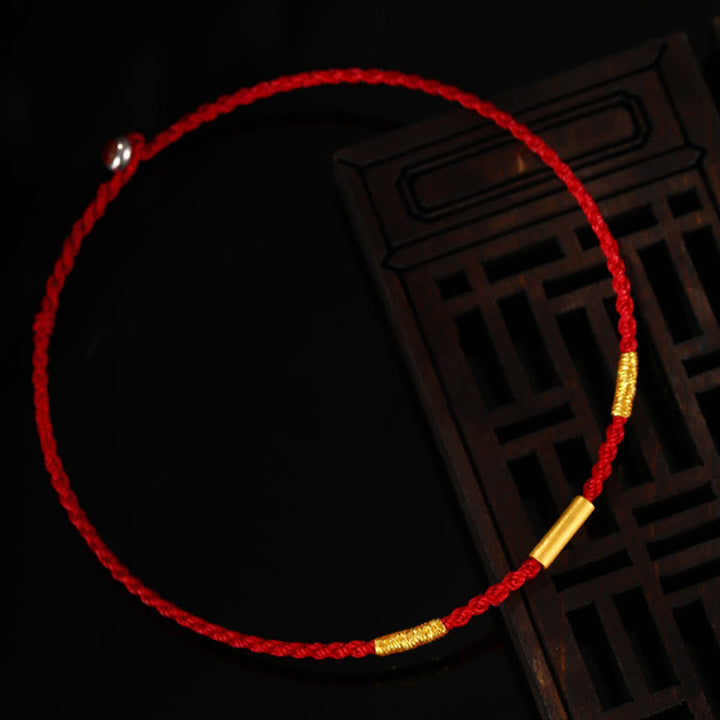 Braccialetto di protezione intrecciato a quattro fili con Buddha Stones in oro 999 con nodi dei desideri, fatto a mano