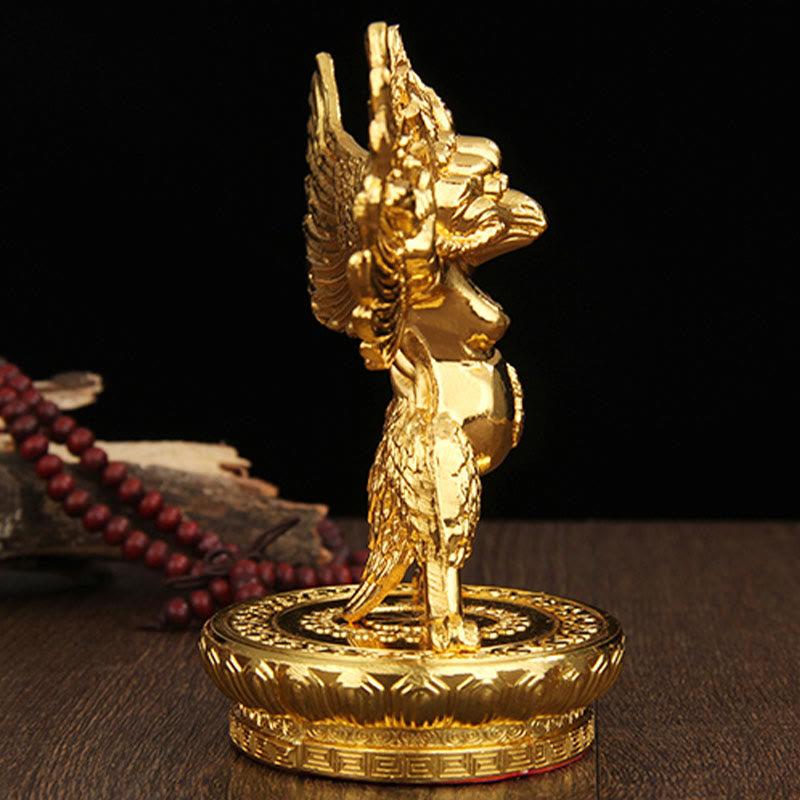 Decorazione per la casa in lega di protezione per uccelli Garuda in oro tibetano - image 6