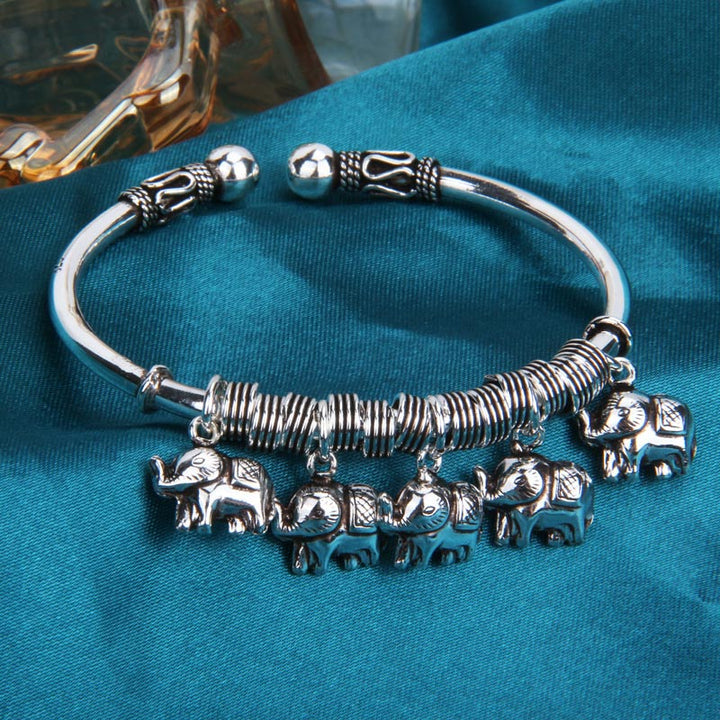 Bracciale Buddha Stones 925 Sterling Silver Elephant Strength Braccialetto