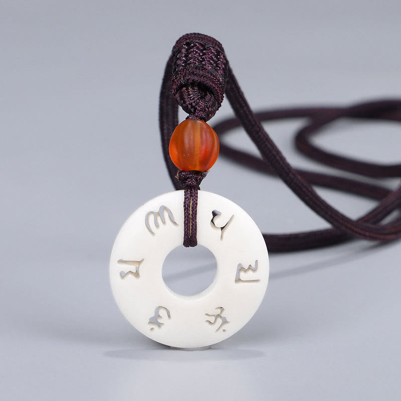 Collana con ciondolo con Buddha Stones, frutto di avorio Om Mani Padme Hum e protezione - Frutto d'avorio (Protezione♥Supporto) - image 1
