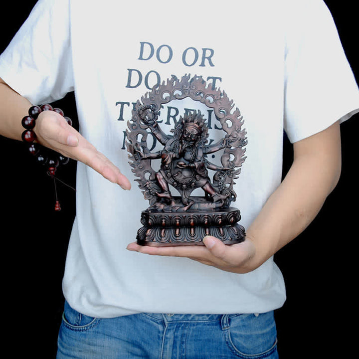 Tibet Mahakala Bodhisattva Figurina Compassione Statua in Rame Decorazione