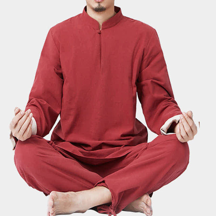 Buddha Stones Spirituale Zen Meditazione Yoga Preghiera Pratica Cotone Lino Abbigliamento Uomo Set