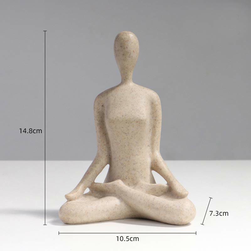 Scultura in resina di statuetta spirituale astratta di yoga che medita esercizio decorazione da scrivania - Seduto a gambe incrociate 10,5*7,3*14,8 cm - image 5