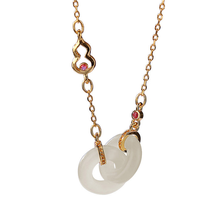 Collana con ciondolo a forma di catena con ciondolo rotondo in argento sterling 925 con Buddha Stones e giada fortunata e prospera