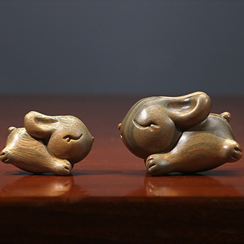 Buddha Stones Sandalo verde Piccolo Mini Coniglio carino Coniglietto Decorazioni di pace