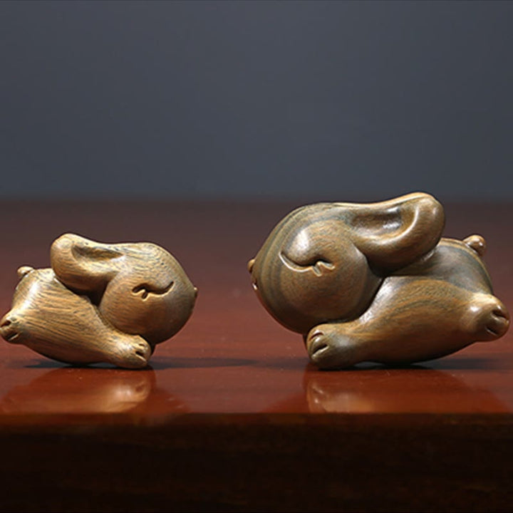 Buddha Stones Sandalo verde Piccolo Mini Coniglio carino Coniglietto Decorazioni di pace