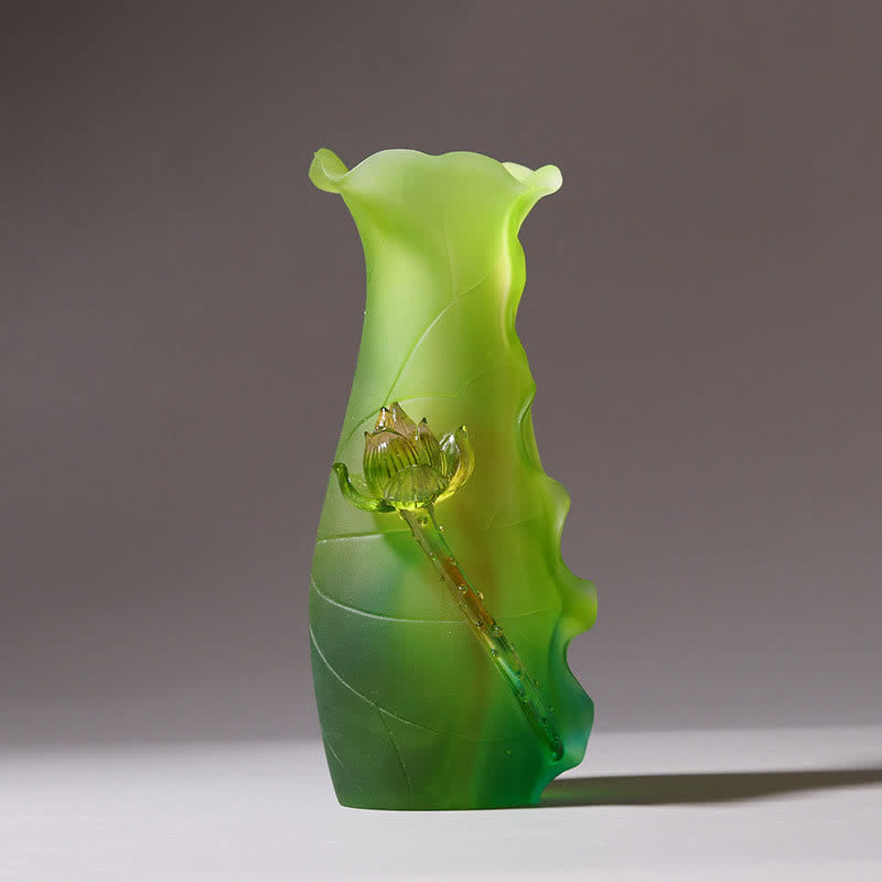 Feng Shui Lotus fatto a mano Liuli Crystal Art Piece Home Office Offerta Decorazione
